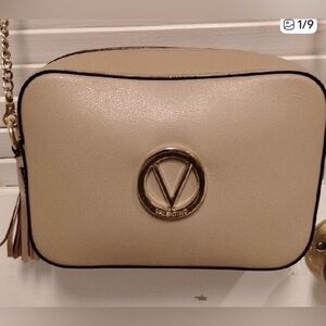 Valentino Cream Crossbody Bag with Gold Accents